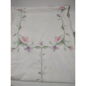 Floral Embroidered Cutout Colorful Tablecloth 66” X 80” Pastel Spring Easter SEE